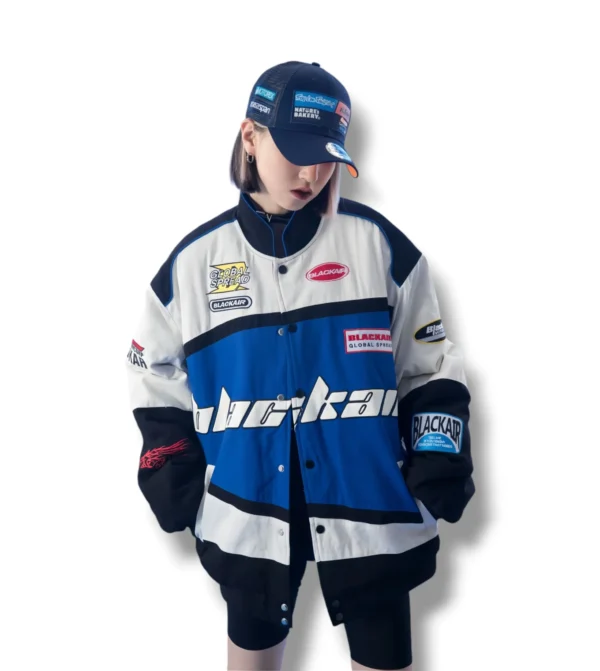 Black air jacket, blue second front image