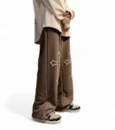 Cross Printed Baggy Straight Leg Pants – Comfortable and Stylish