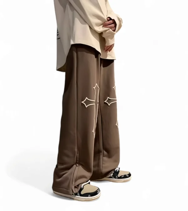 Cross Printed Baggy Straight Leg Pants – Comfortable and Stylish - Image 3