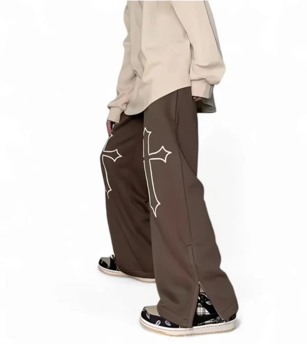 Cross Printed Baggy Straight Leg Pants – Comfortable and Stylish - Image 2
