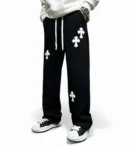 Cross Printed Streetwear Baggy Pants – Fashionable and Versatile