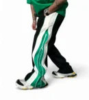 Double Zip Urban Duo Green & Black Color Wide leg Relaxed Fit Baggy pant