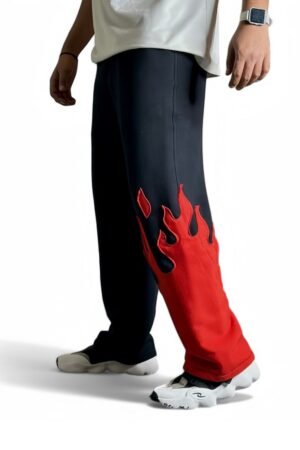 Red Fire Flame Urban Kick Straight Baggy Pant: