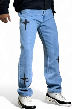 Sparkle Printed Baggy Jeans – Glamorous Street Style Essential