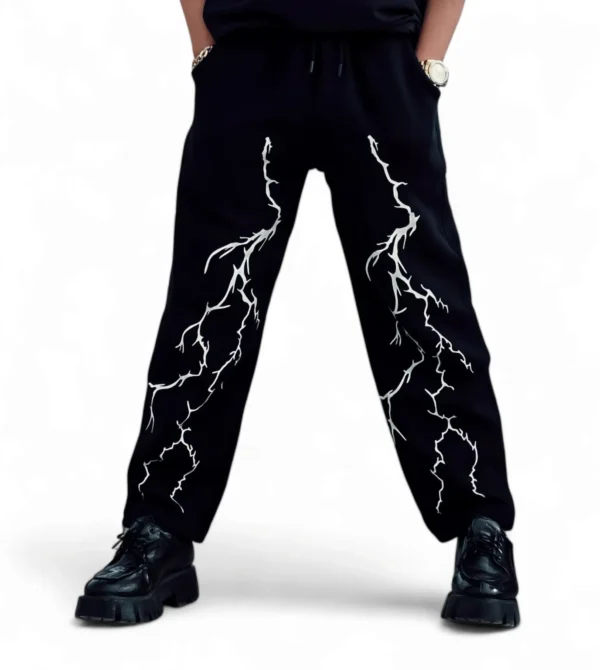 Dynamic Lightning Thunder Printed Straight Baggy Pant