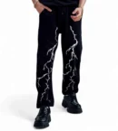 Dynamic Lightning Thunder Printed Straight Baggy Pant