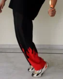 Red Fire Flame Urban Kick Straight Baggy Pant: