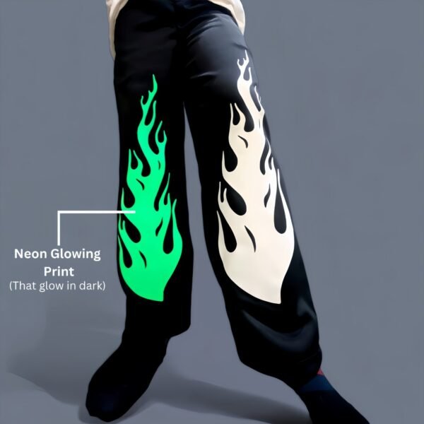 Flame Neon Glowing Baggy Straight Fit Pant