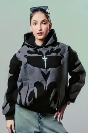 Tribal Shadow Depth Hoodie For Women – Dark Aesthetic Y2K Streetwear Hoodie