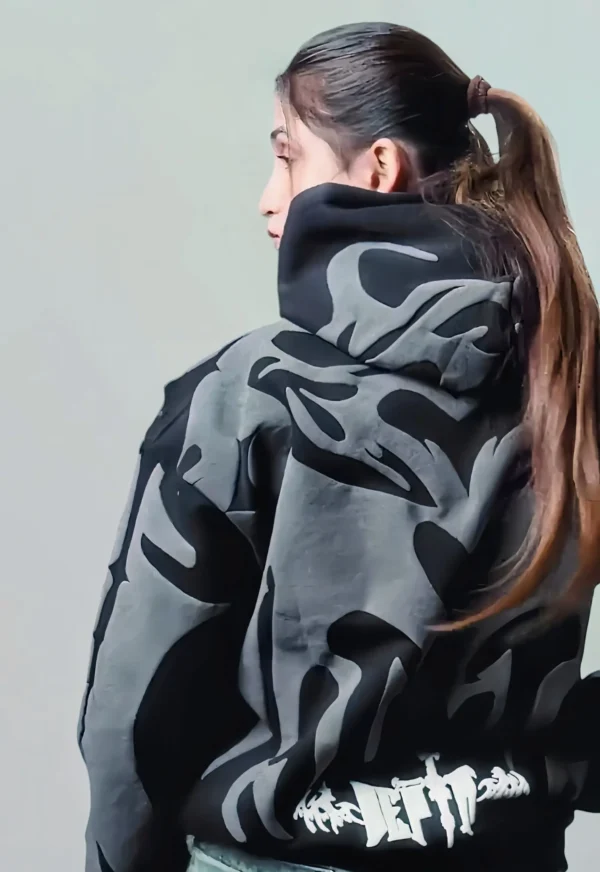 Tribal Shadow Depth Hoodie For Women – Dark Aesthetic Y2K Streetwear Hoodie - Image 3