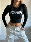 Ferrari long Sleeves Crop Top | Luxury Streetwear & Style Crop Top