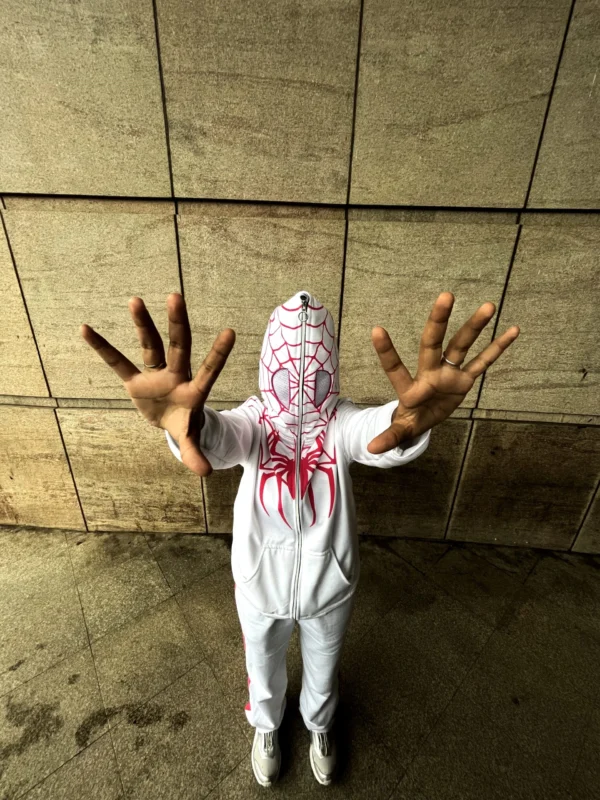 White Spider Man Web Full Zipper Hoodie - Image 2