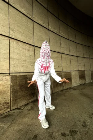White Spider Man Web Full Zipper Hoodie
