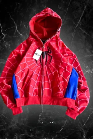 Spidey Society Og Red Zip-Up Hoodie- Marvel Style | Dripmania