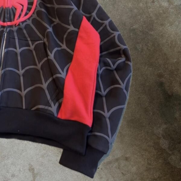 Spidey Hoodie Side Profile - Black Zip-Up Hoodie Design