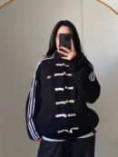 Black CNY Jacket Front View - Premium Lunar New Year Streetwear by Drip Mania