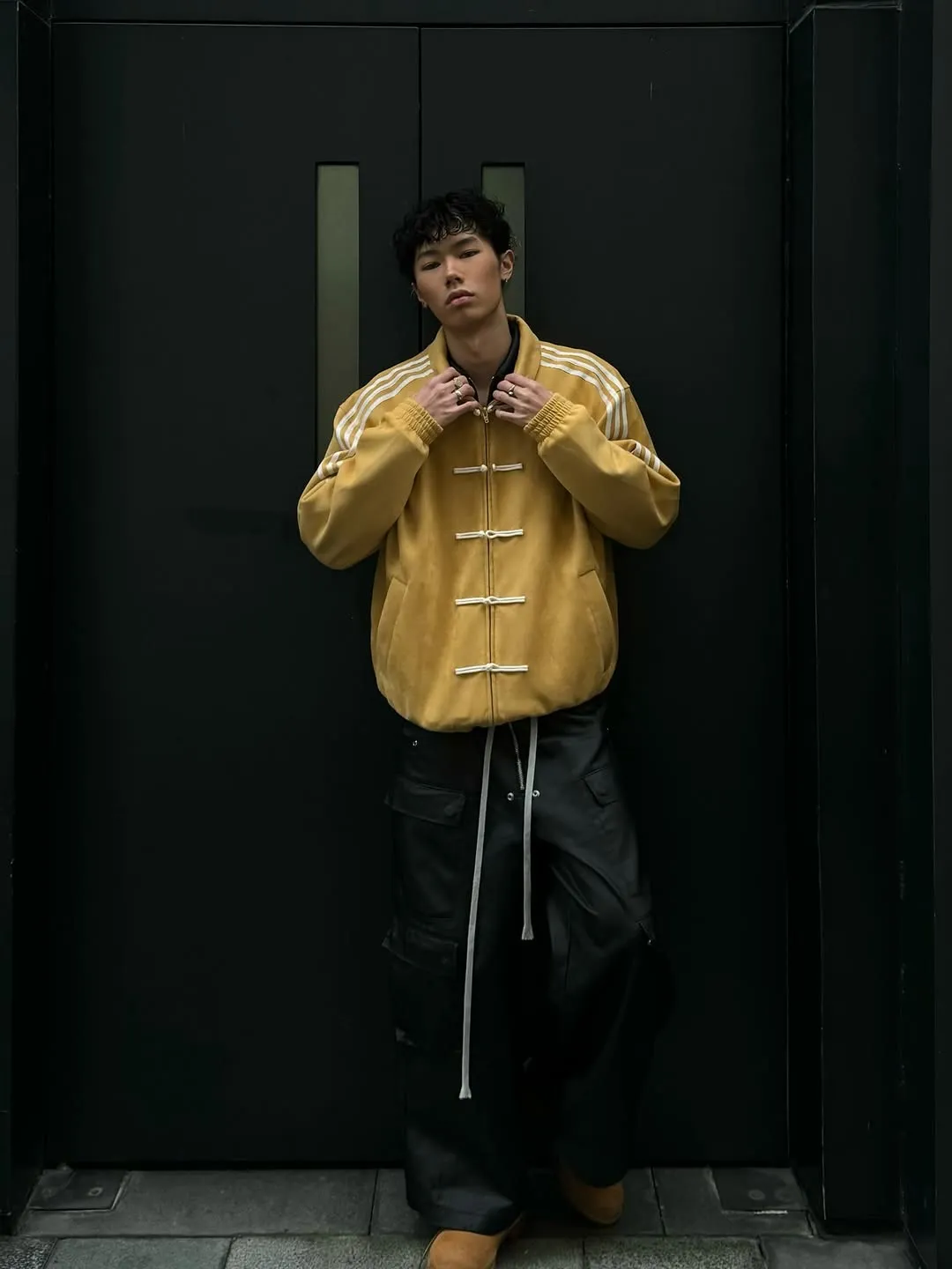 Close-up of Premium Fabric and Stitching on Drip Mania Yellow CNY Jacket