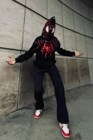 Black Spider Man Web full zip hoodie 1