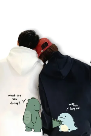 Cute Dinosaur Printed Couple Hoodies - Matching Hoodies for Couples