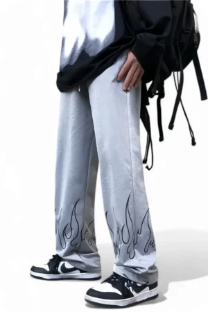 Fire Flame Inspired Baggy Straight Pant – Stand Out in Style