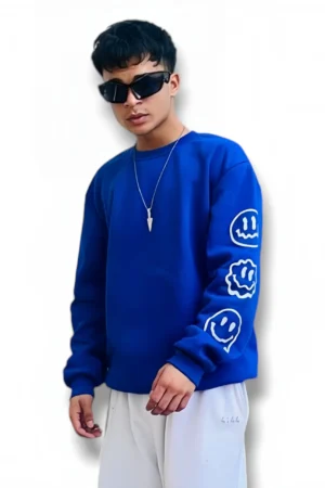Retro Smiley Face Sweatshirt – Comfy, Soft Oversized Pullover