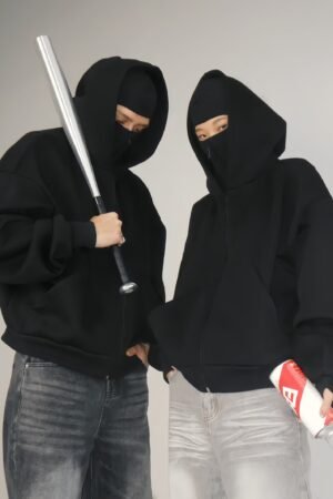 Couple Balaclava Hoodie Matching Zipper Zip-Up - Set of 2 Balaclava Hoodie