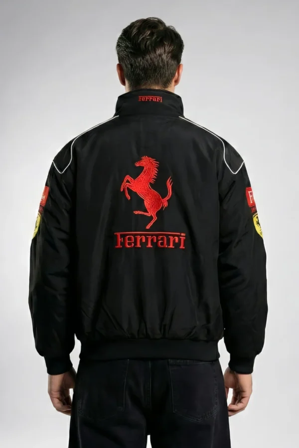 Buy Embroidered Black Ferrari F1 Jacket | DRIP MANIA