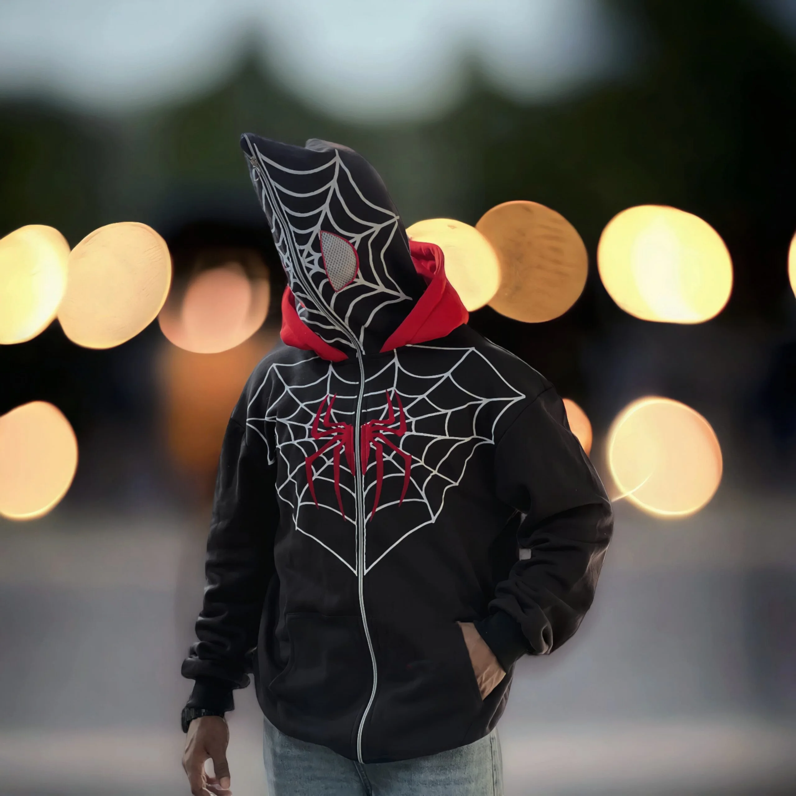 Red and black Spiderman Hoodie back design
